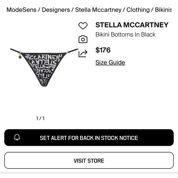 Stella McCartney Black and Ivory Graffiti Bikini Bottom NWT Size M - Picture 15 of 15